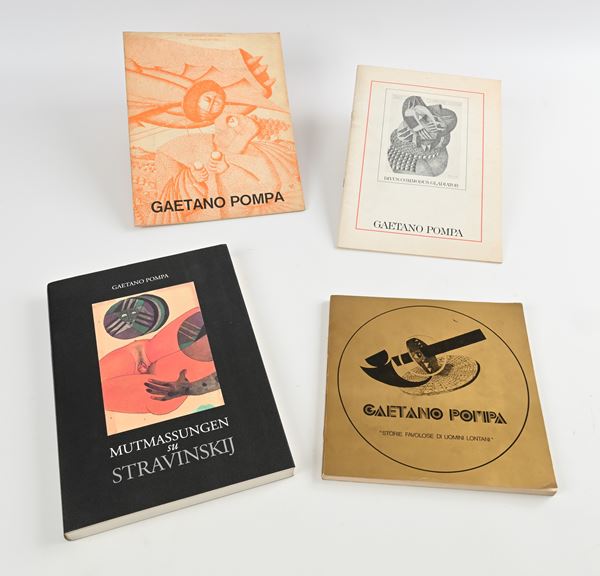 Lotto di 4 volumi di Gaetano Pompa, di cui 2 volumi con dedica autografa a Mauro Bolognini