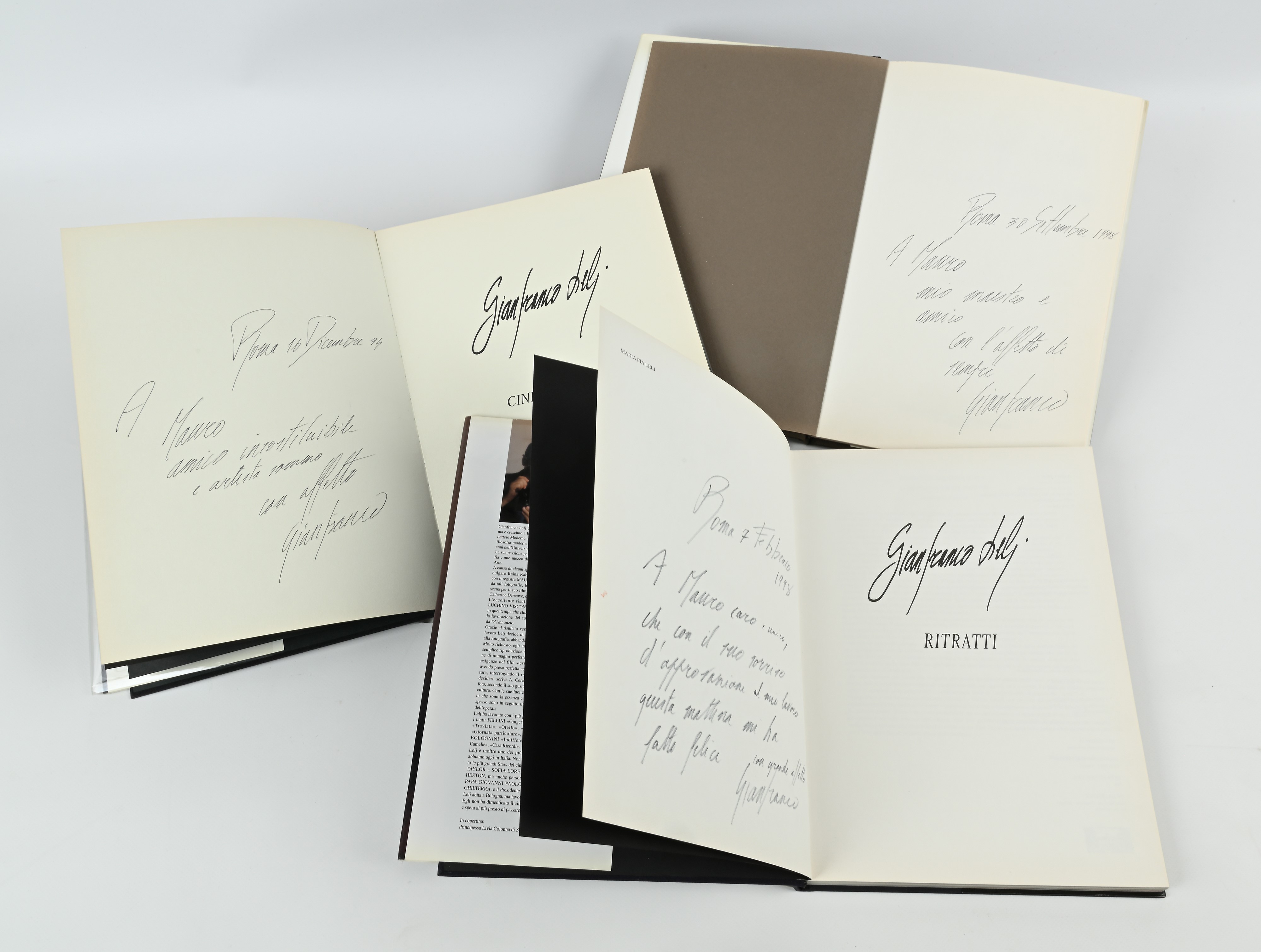 3 volumi di Gianfranco Lelj tutti con dedica autografa a Mauro Bolognini