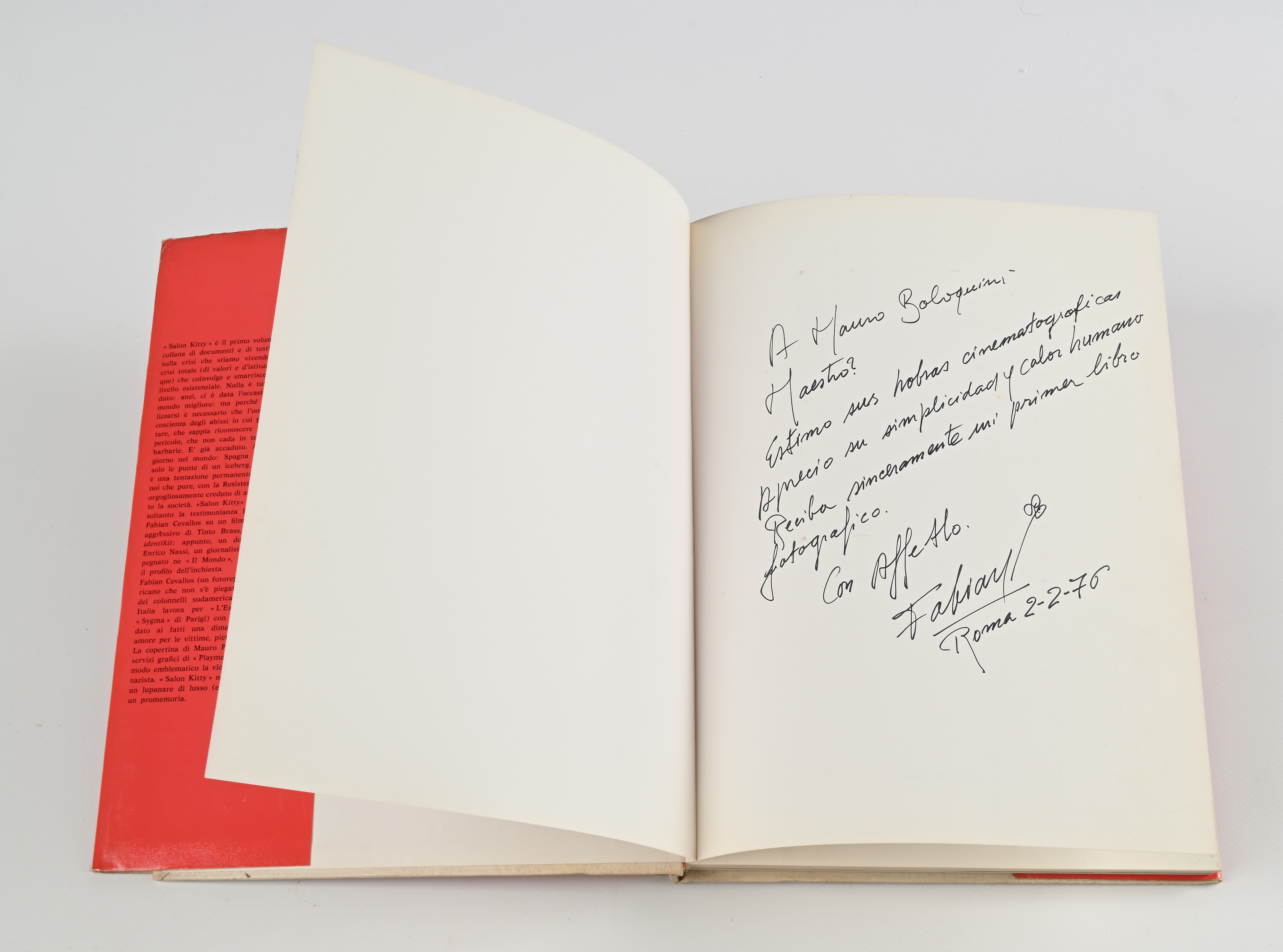 Salon Kitty. Storia di un film fotografata da Fabian Cevallos. Con dedica autografa a Mauro Bolog...