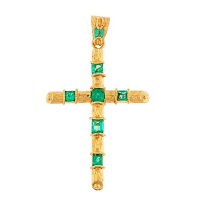Croce in Oro Giallo con Smeraldi