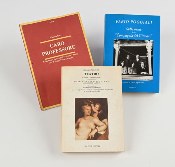 Lotto di 3 volumi di Adriana Asti, Giorgio Veronesi e Fabio Poggiali con dediche autografe a Mauro Bolognini 