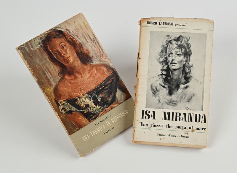 Lotto di 2 volumi di Isa Miranda con dedica autografa a Mauro Bolognini