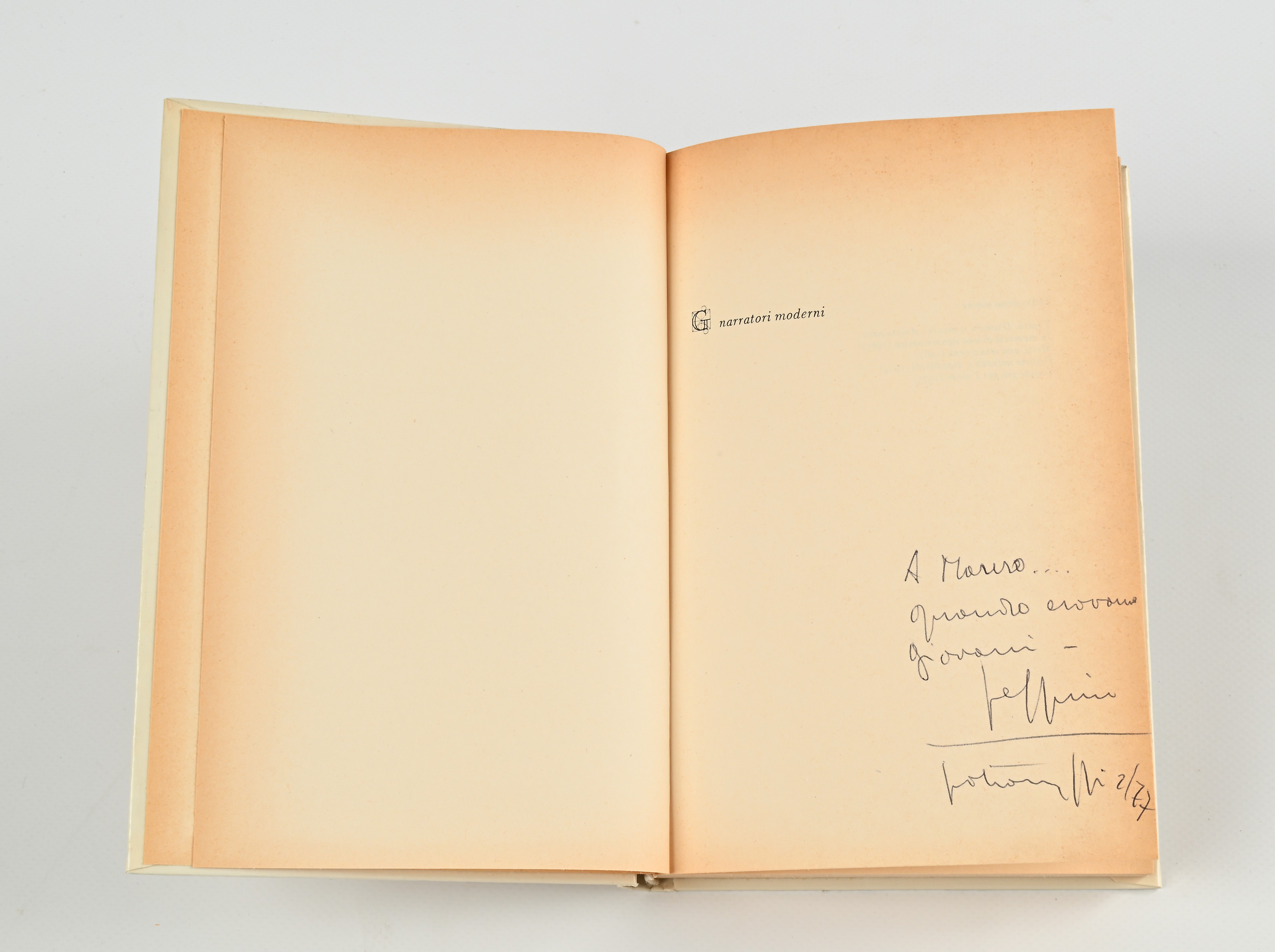 Giuseppe Patroni Griffi - Gli occhi giovani. Con dedica autografa a Mauro Bolognini (datata 2/77)