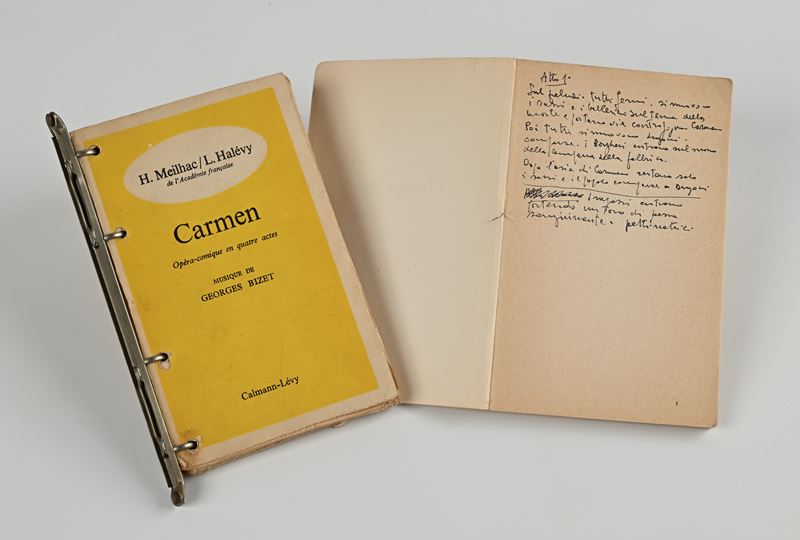 2 copie del Libretto della Carmen di Georges Bizet, ambedue con note di regia di Mauro Bolognini ...