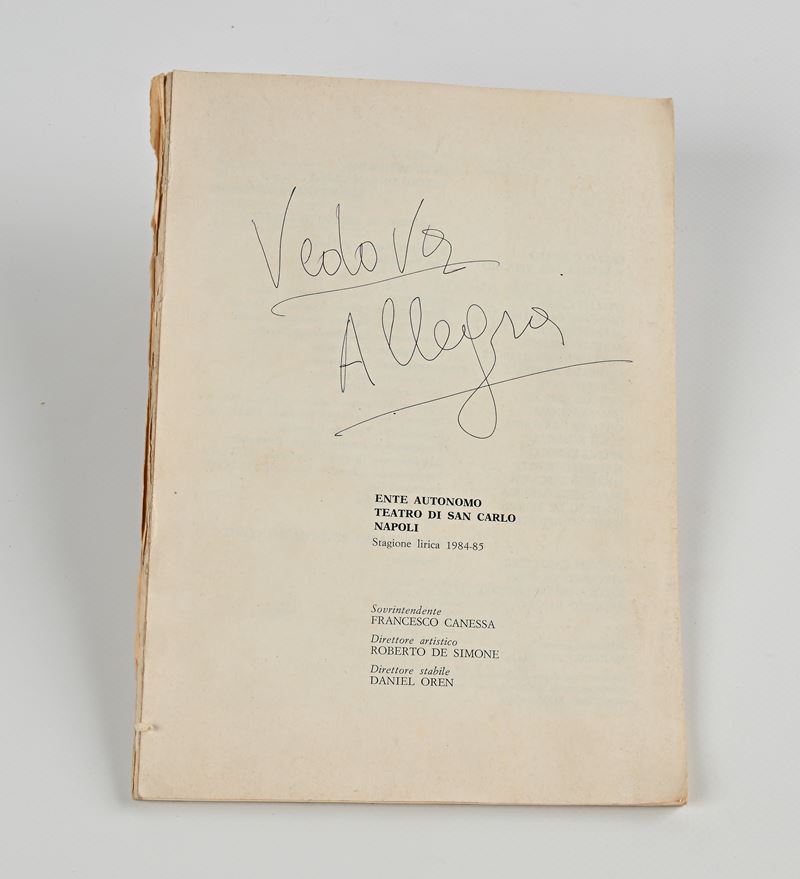 Vedova Allegra - Libretto di scena con note autografe di Mauro Bolognini della rappresentazione d...
