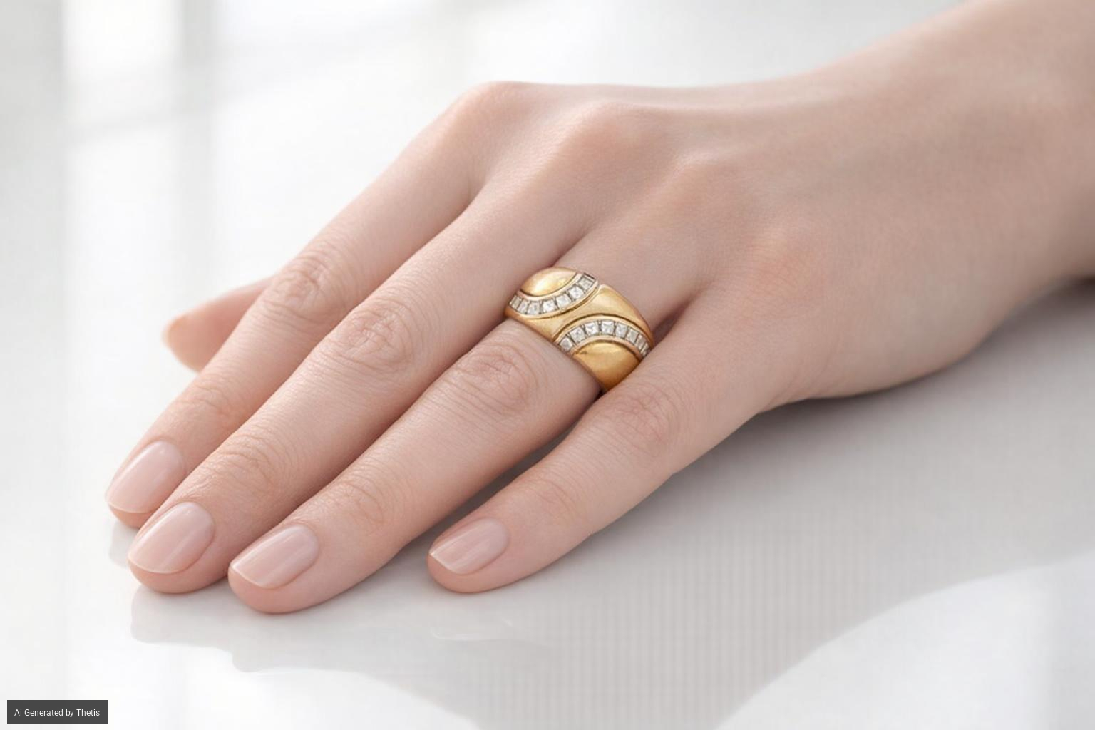 Anello in oro e diamanti carrè