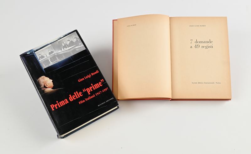 Lotto di 2 volumi di Gianluigi Rondi con dediche autografe a Mauro Bolognini