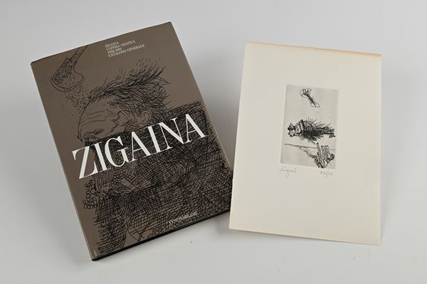 Zigaina. L'opera grafica 1952-1981 Catalogo Generale. Tiratura limitata a 400 copie numerate, ns. n.267, rilegate con acquaforte numerata 42/75 e firmata dall'artista