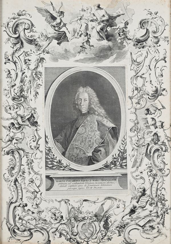 Giovanni Magnini - Ritratto di Marco Foscarini, procuratore di San Marco, circondato da eleborati motivi barocchi