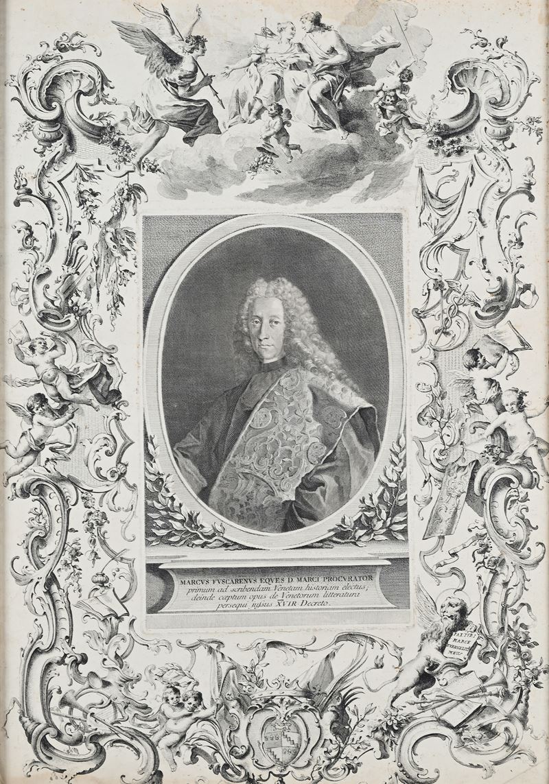 Giovanni Magnini - Ritratto di Marco Foscarini (procuratore di San Marco) in cornice di motivi ba...