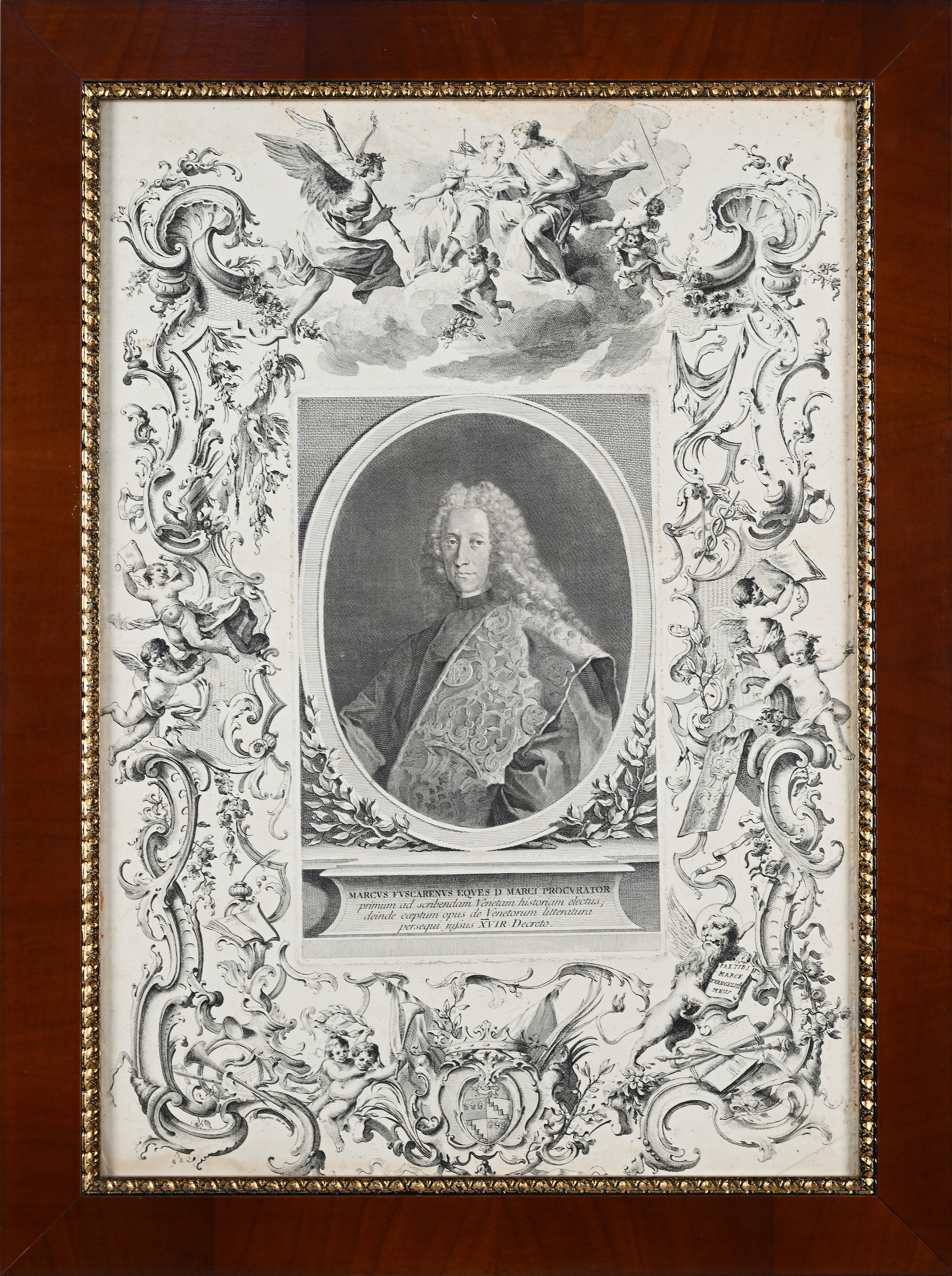 Giovanni Magnini - Ritratto di Marco Foscarini (procuratore di San Marco) in cornice di motivi ba...