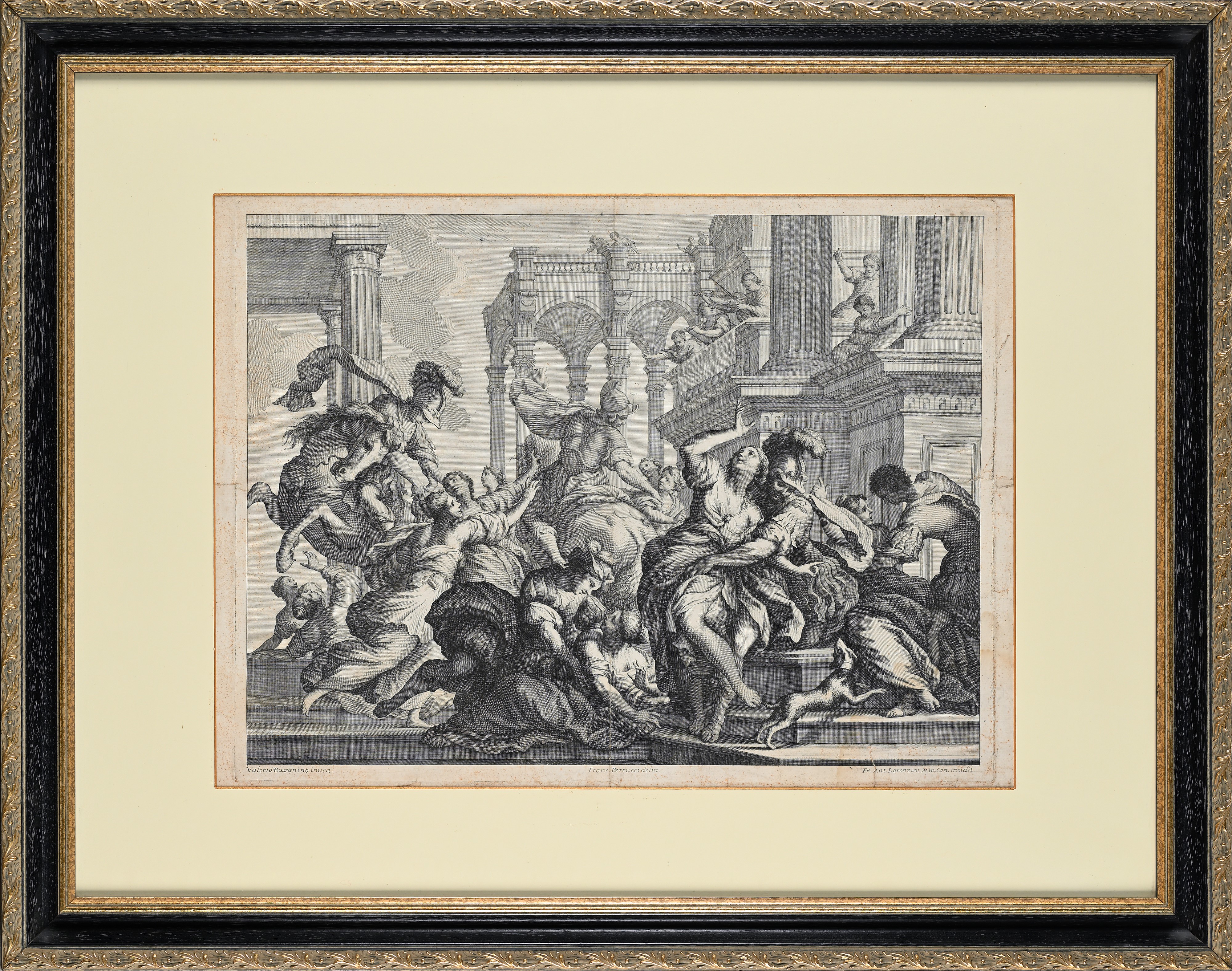 Giovanni Antonio Lorenzini - Ratto delle Sabine, acquaforte