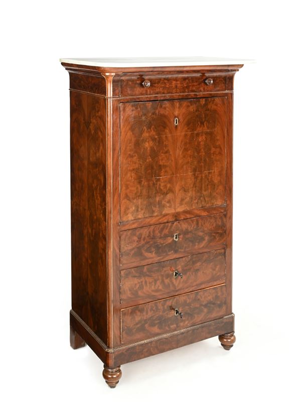 Sécrètaire a abattant in mogano, XIX secolo 