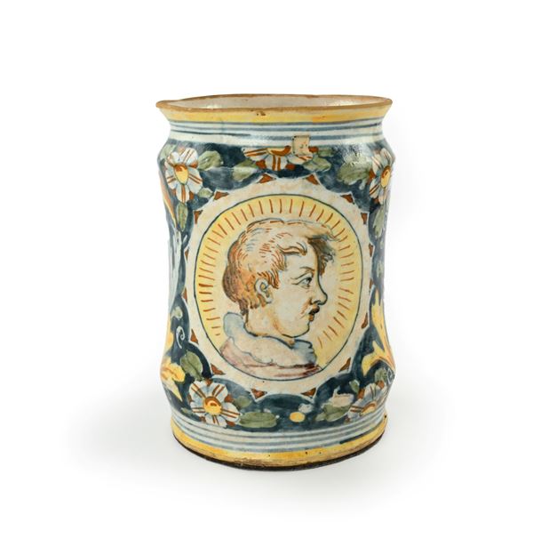 Albarello in maiolica policroma, XVII secolo