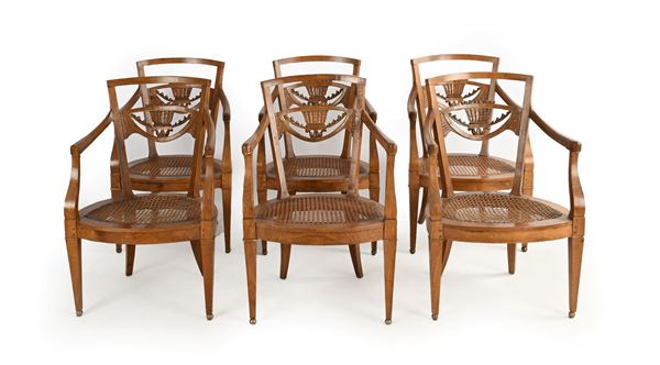 Sei poltroncine in ciliegio, metà del XIX secolo