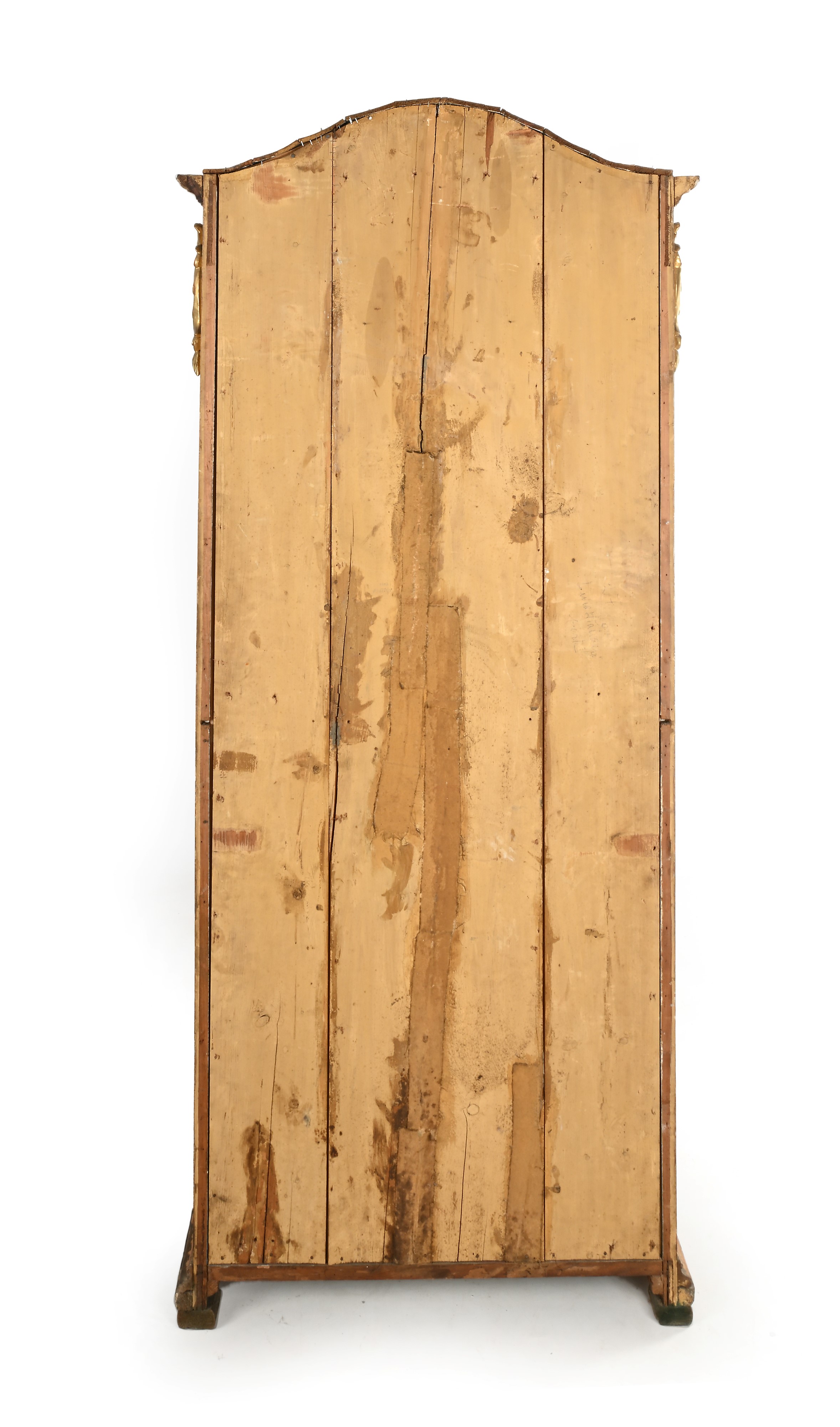 Vetrina in legno dorato con anta centinata, XIX secolo