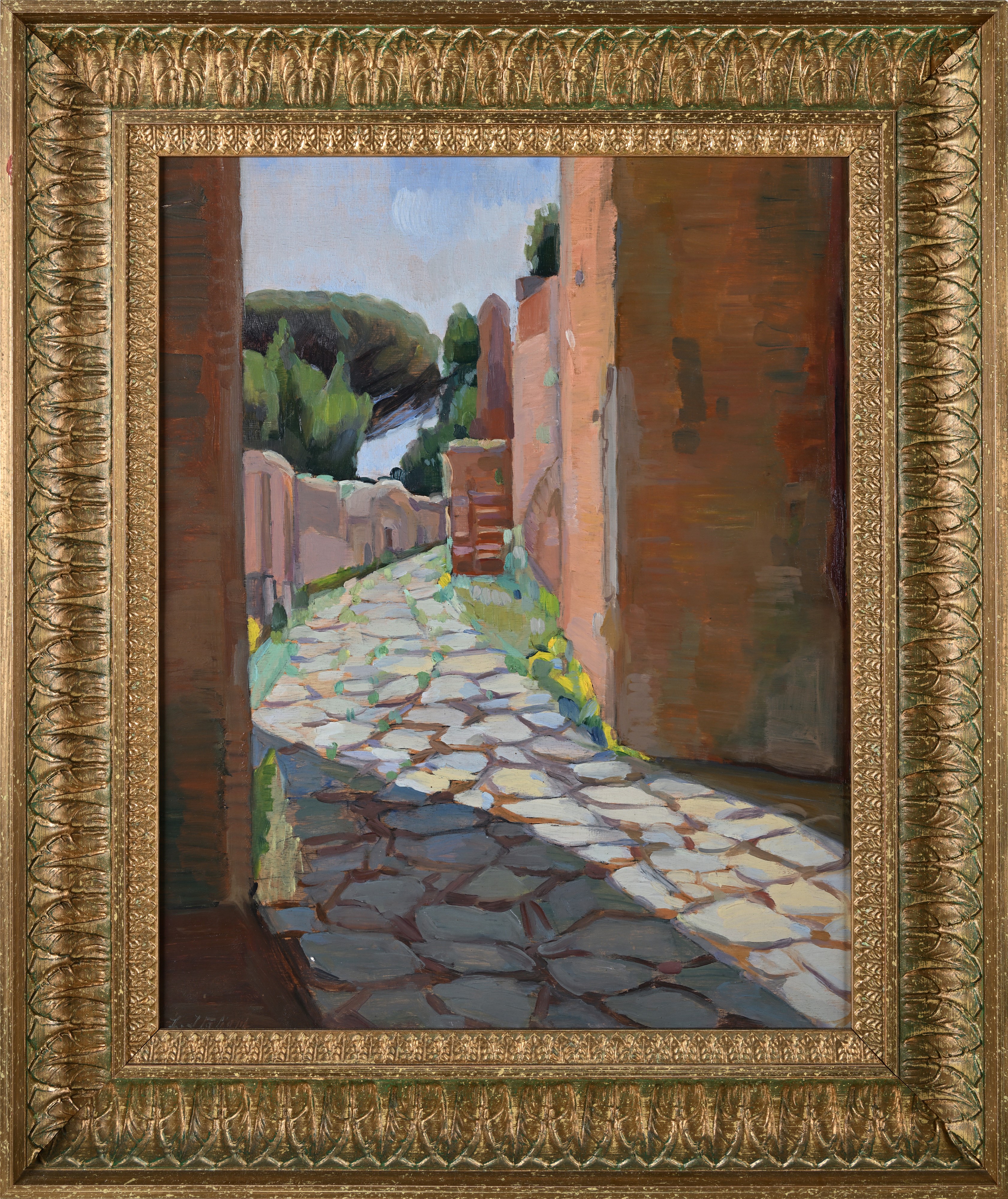 Scuola Romana Inizi del XIX Secolo - Scuola Romana, Coppia di vedute del Palatino, olio su tavola