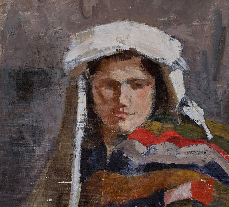 Scuola Italiana Prima Metà del XX Secolo - Scuola italiana, Ritratto di donna in costume popolare...