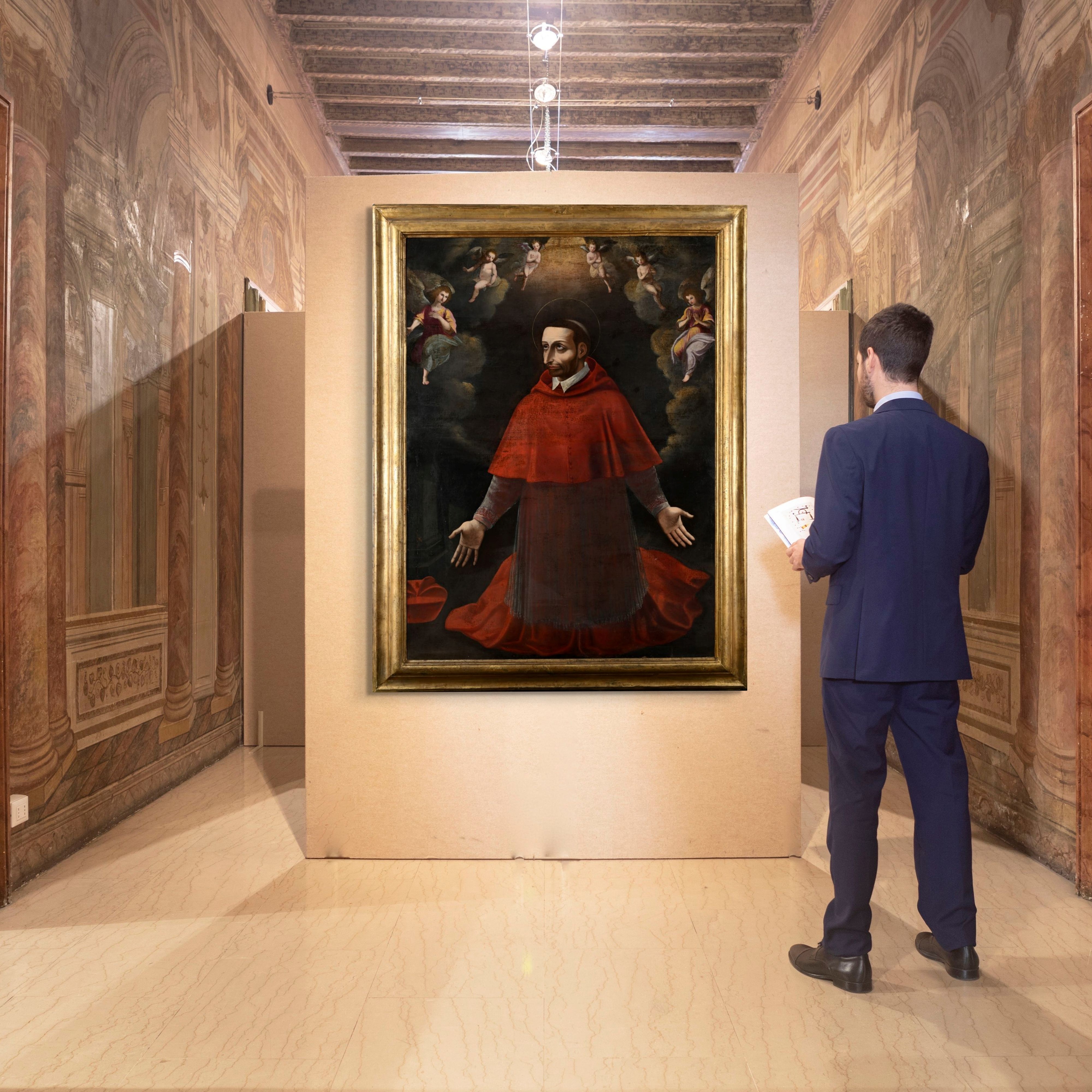 Pittore Lombardo del XVII Secolo - San Carlo Borromeo, olio su tela