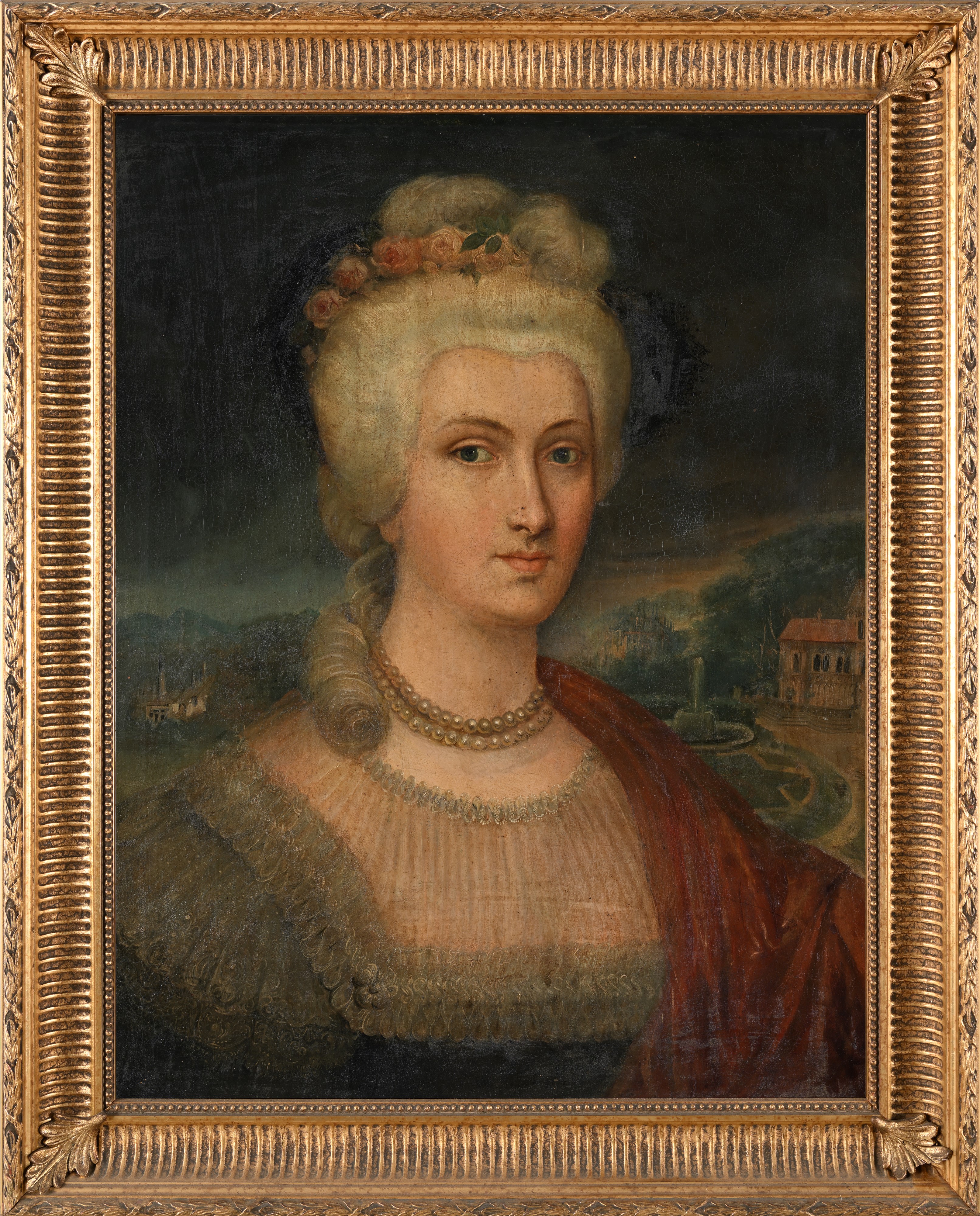 Élisabeth Louise Vigée le Brun - Ritratto di dama in stile di Maria Antonietta, olio su tela