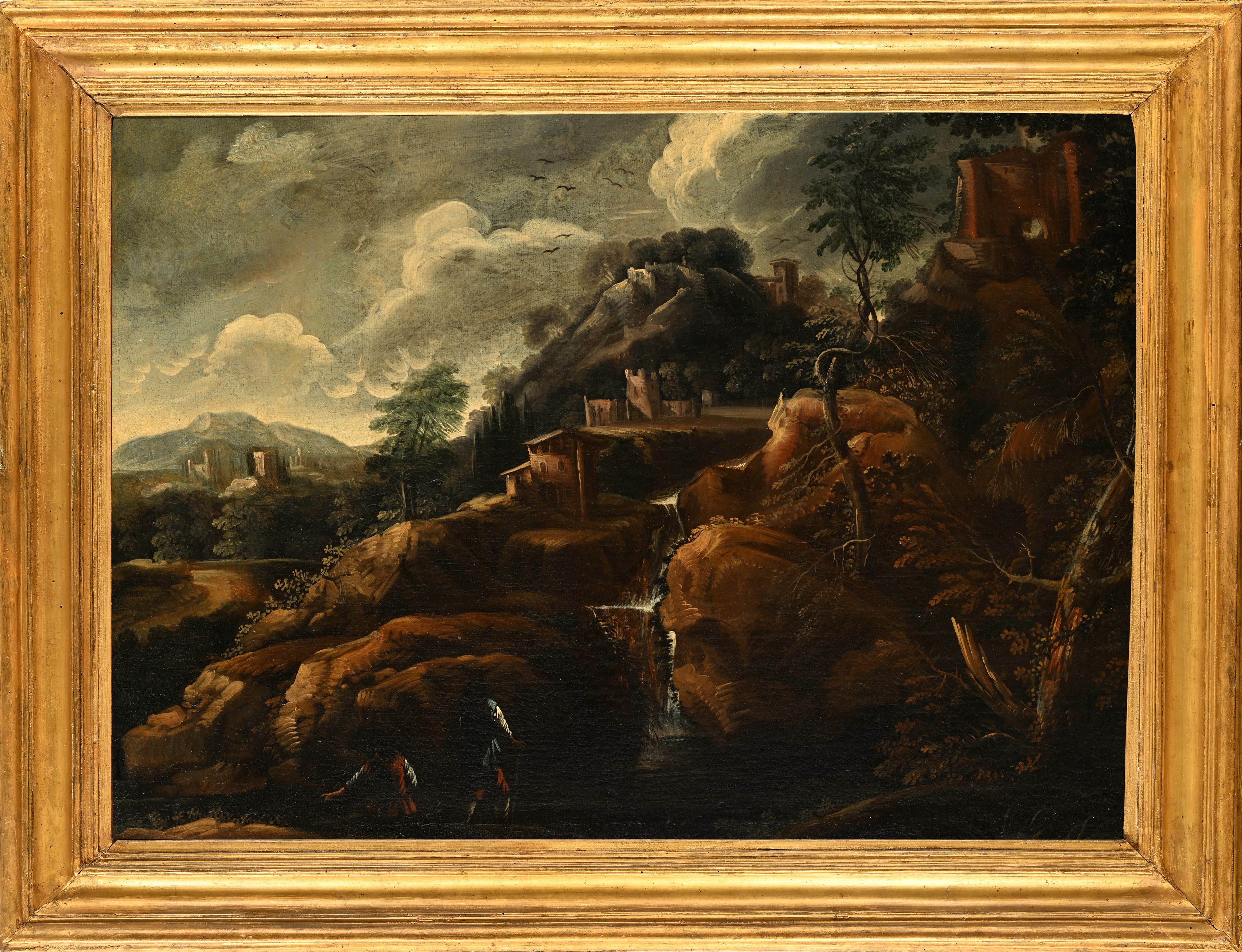 Pittore del XVIII Secolo - Paesaggio, olio su tela