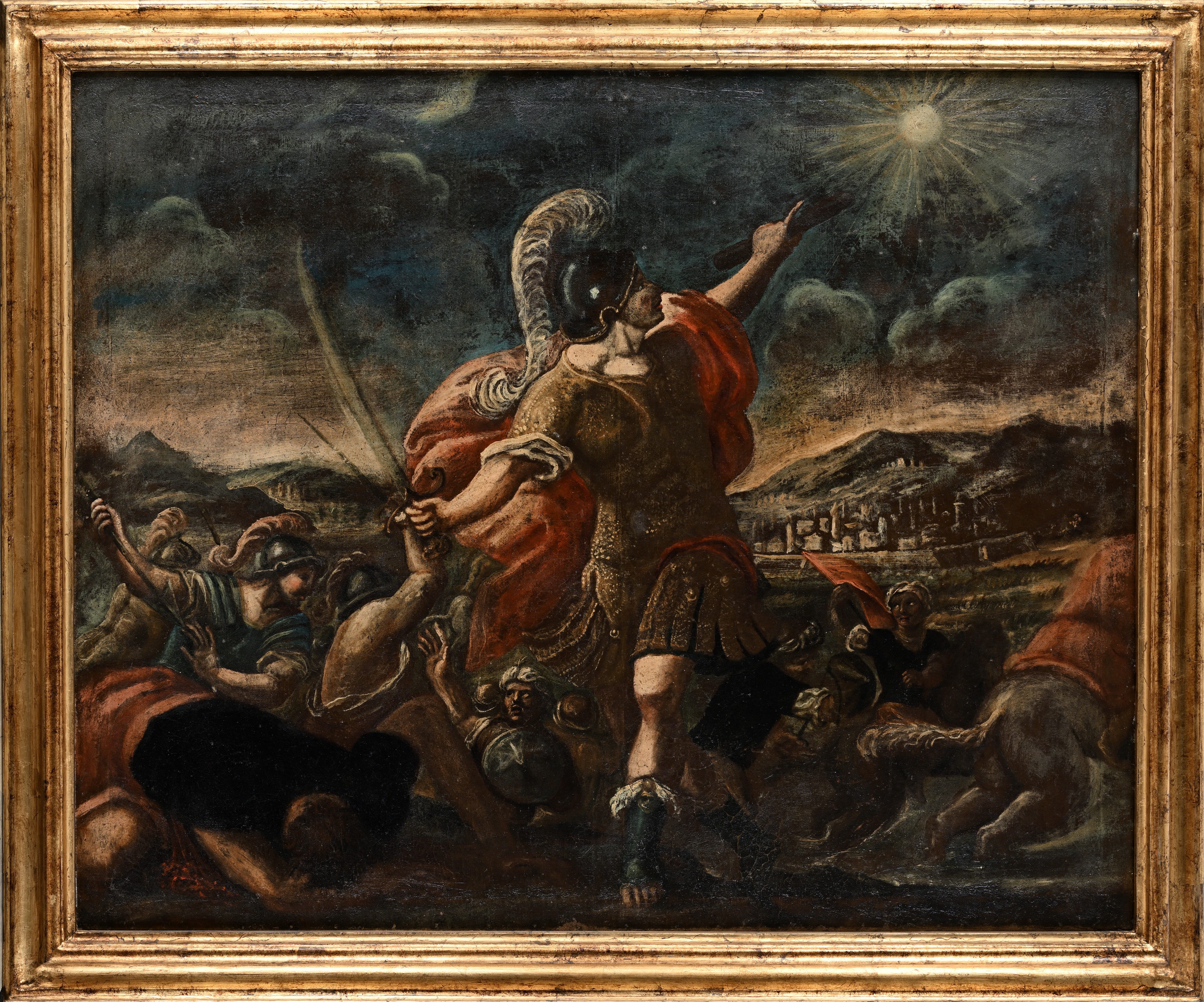 Pittore del XVII Secolo - Giosuè ferma il sole, olio su tela
