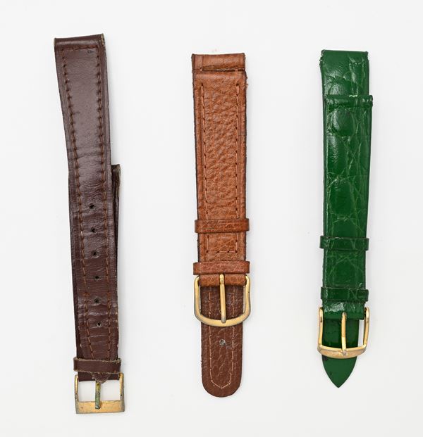 3 cinturini come nuovi in pelle con fibbie dorate