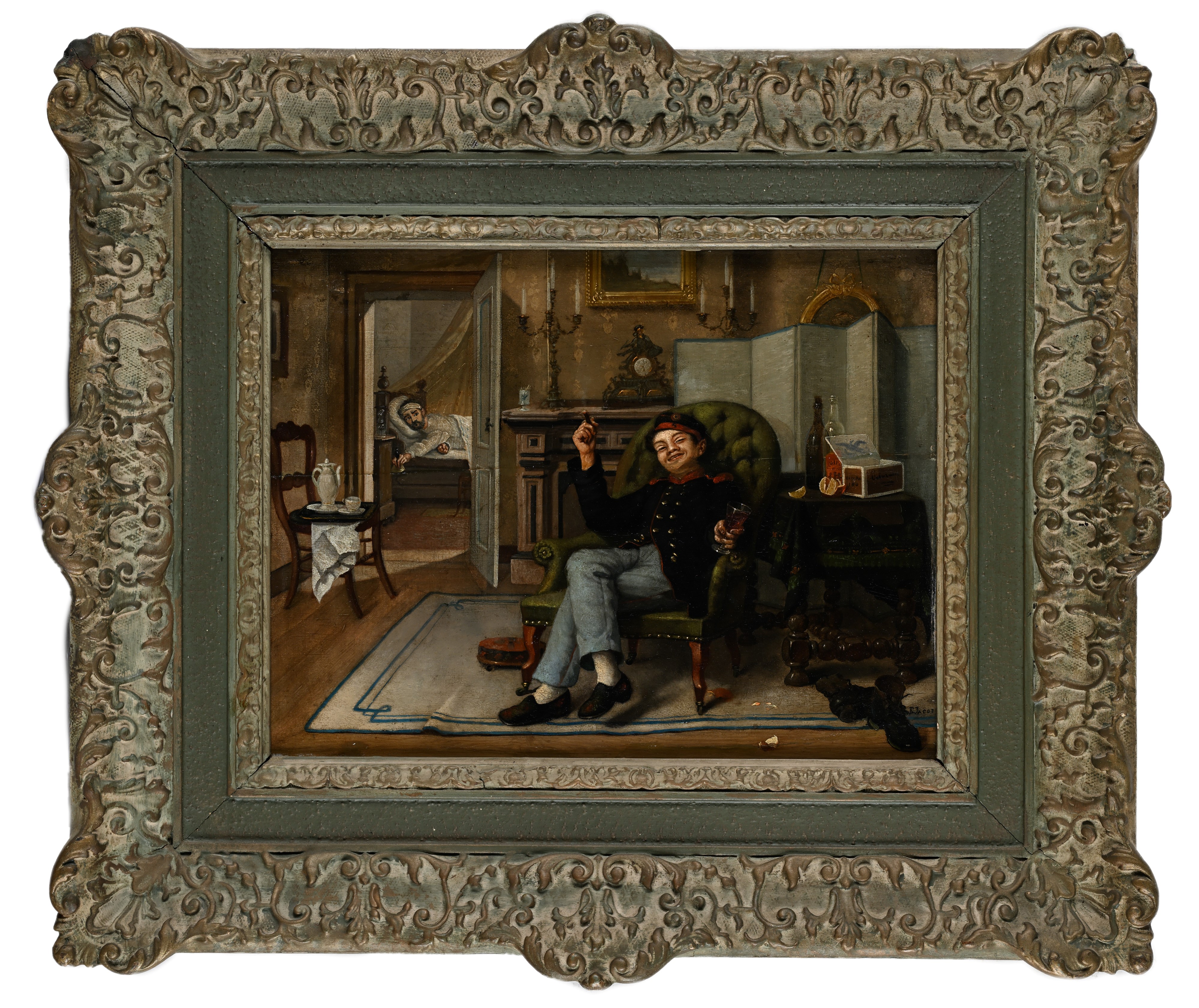 E. Jacob (scuola Europea Seconda Metà del XIX Secolo) - Una richiesta di aiuto mal riposta, olio ...