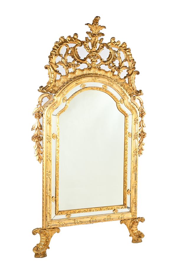Specchiera in legno intagliato e dorato, Piemonte, XVIII secolo
