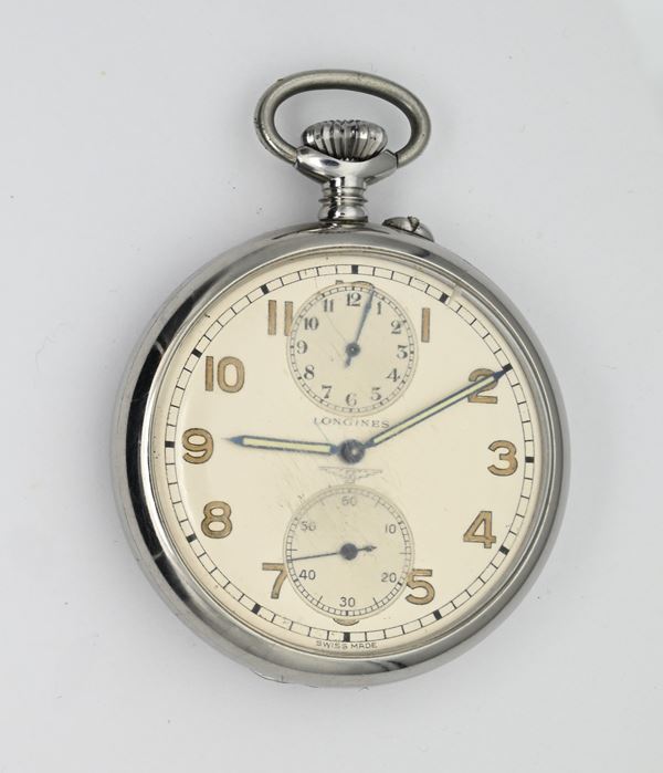 Longines Alarm Pocket Watch (Cal. 19.65) - Orologio da tasca svegliarino con scappamento ad ancora da uomo in acciaio