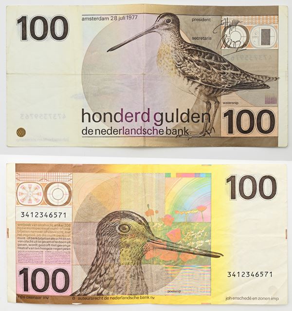 2 banconote da 100 Gulden Olanda  - Asta Asta a Tempo - Numismatica - Casa d'Aste Arcadia
