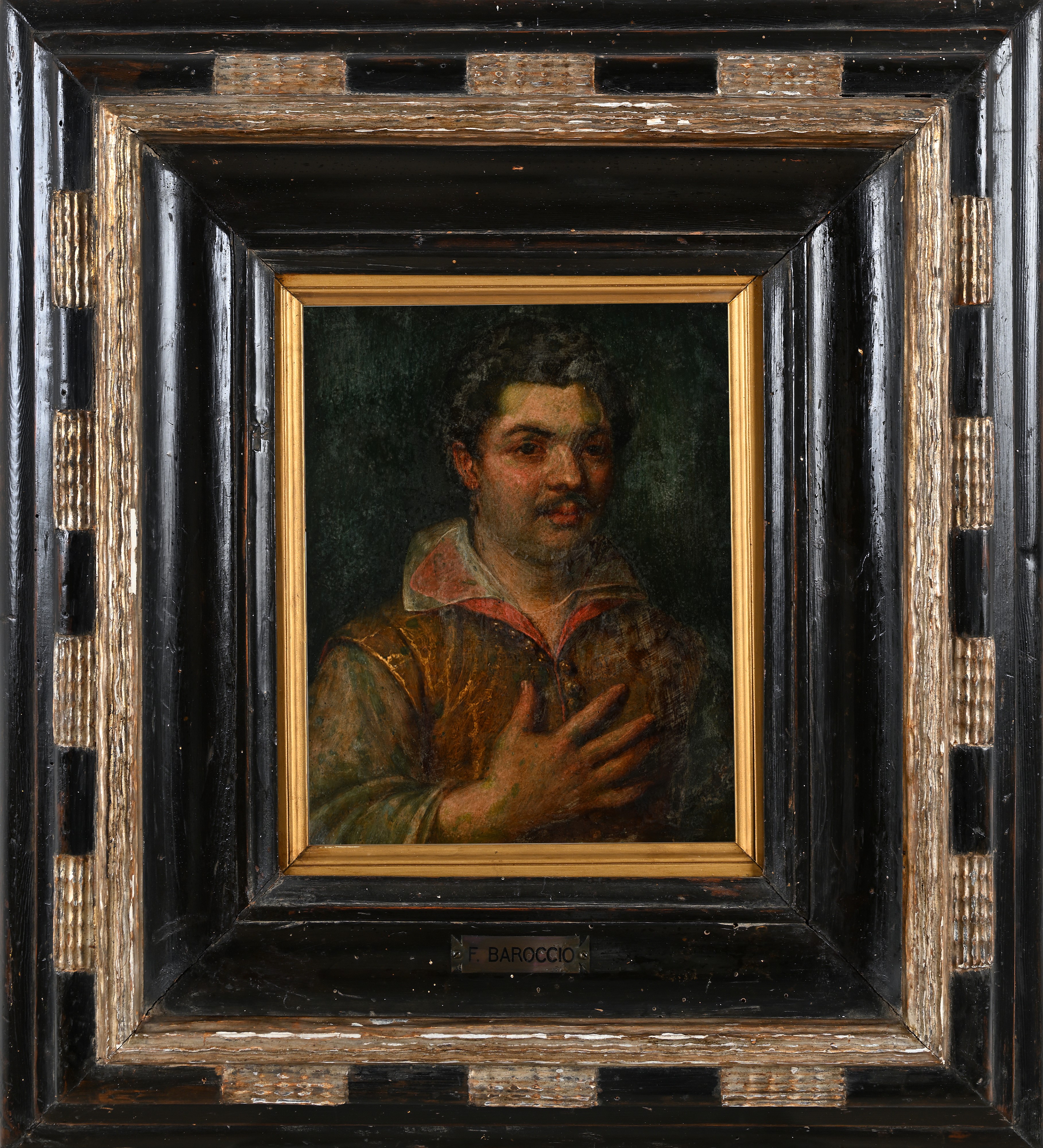 Pittore Bolognese XVI Secolo - Ritratto maschile, olio su rame