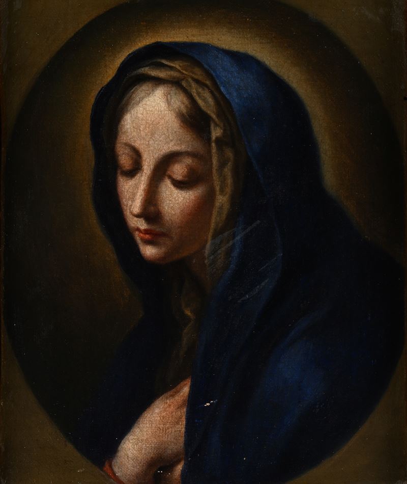 Pittore Senese del XVIII Secolo - Vergine in contemplazione, olio su tela
