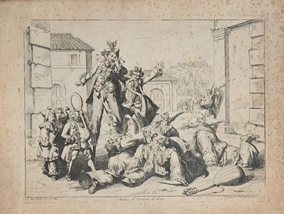 Maschere del Carnevale di Roma, incisione