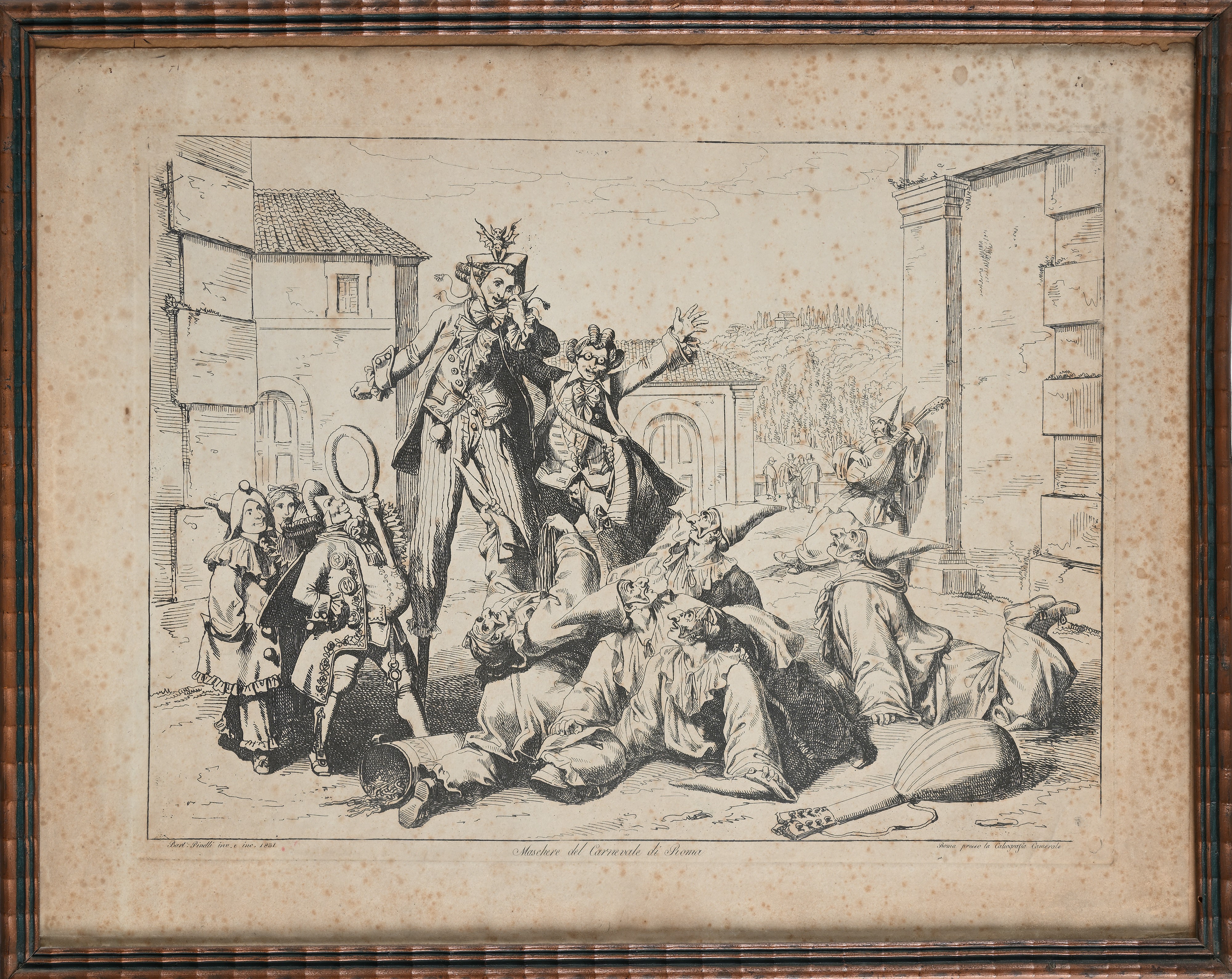 Bartolomeo Pinelli - Maschere del Carnevale di Roma, incisione