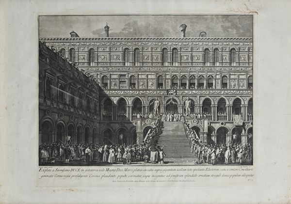 Incoronazione del Doge sulla Scala dei Giganti a Venezia - da Canaletto