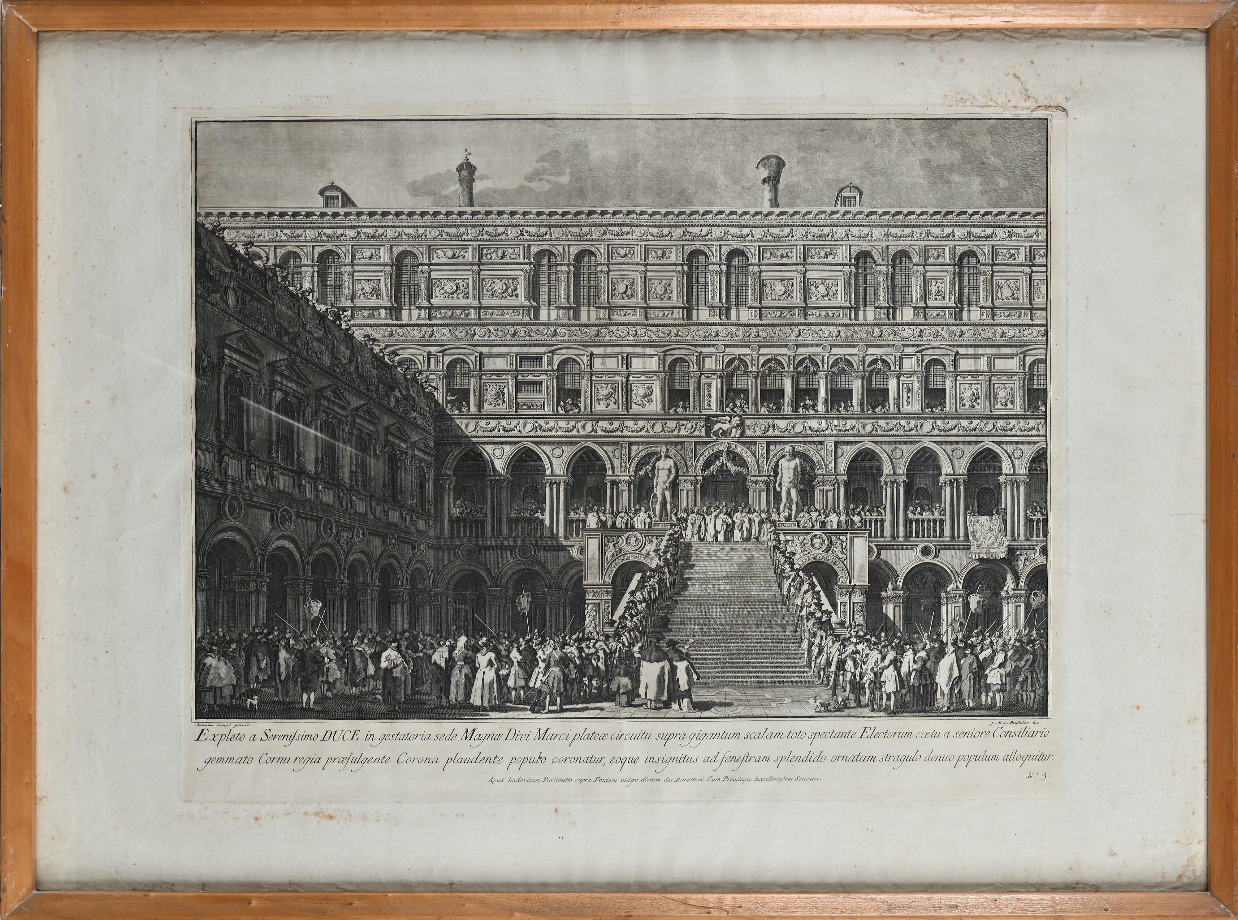 Giovanni Battista Brustolon - Incoronazione del Doge sulla Scala dei Giganti a Venezia, acquafort...