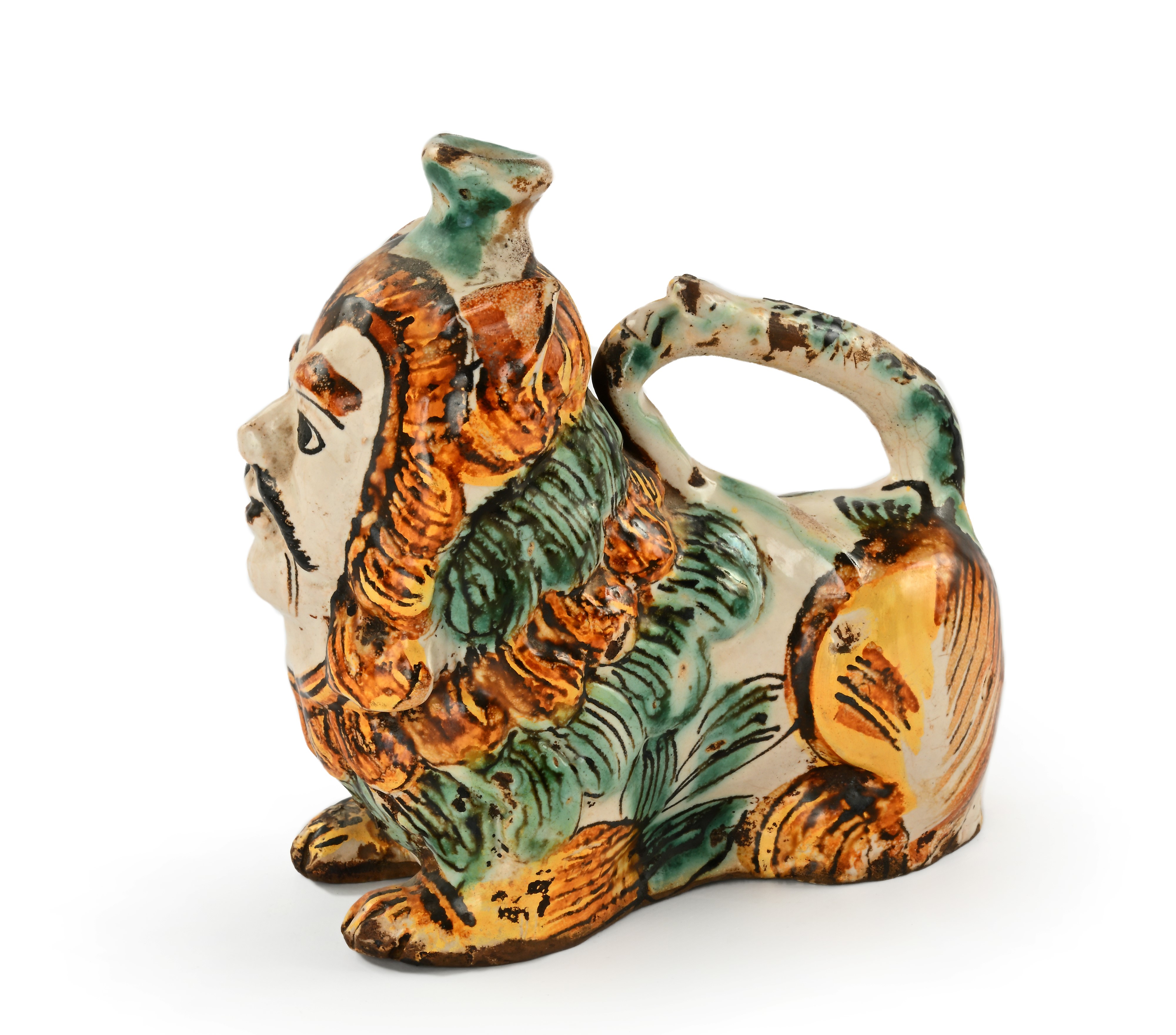 Fiasca "askos" in maiolica policroma, Ariano Irpino, XIX secolo