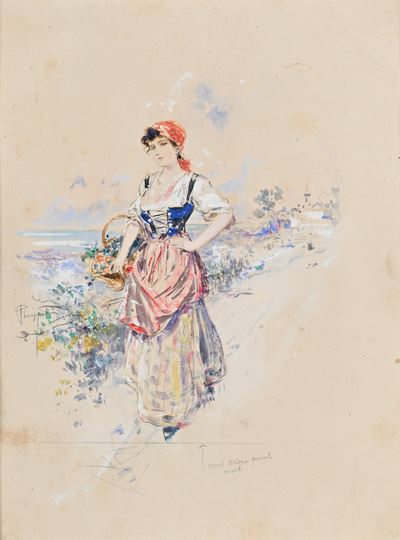 Giovane popolana lungo la via