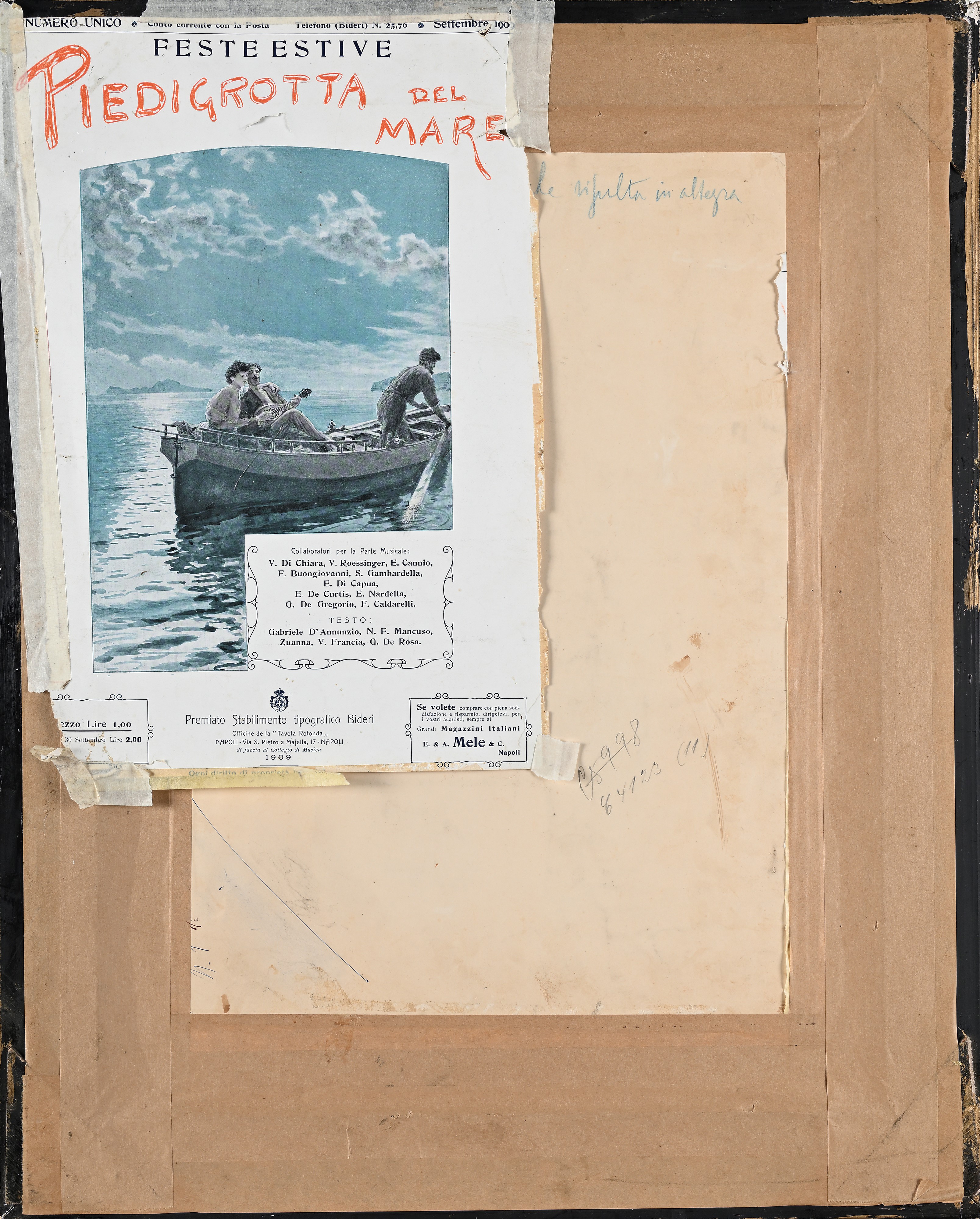 Pietro Scoppetta - Piedigrotta del mare: feste estive (tavola per copertina della rivista), 1909