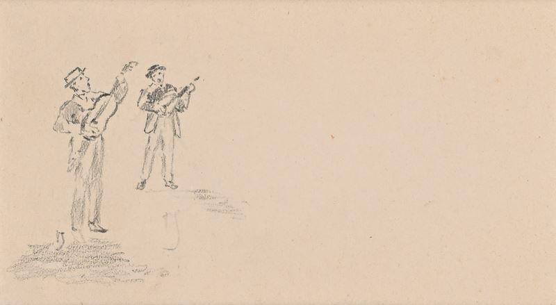 Pietro Scoppetta - La serenata, carboncino su cartoncino
