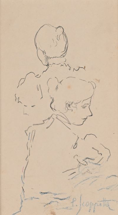 Studio di figure femminili (studio al carboncino)