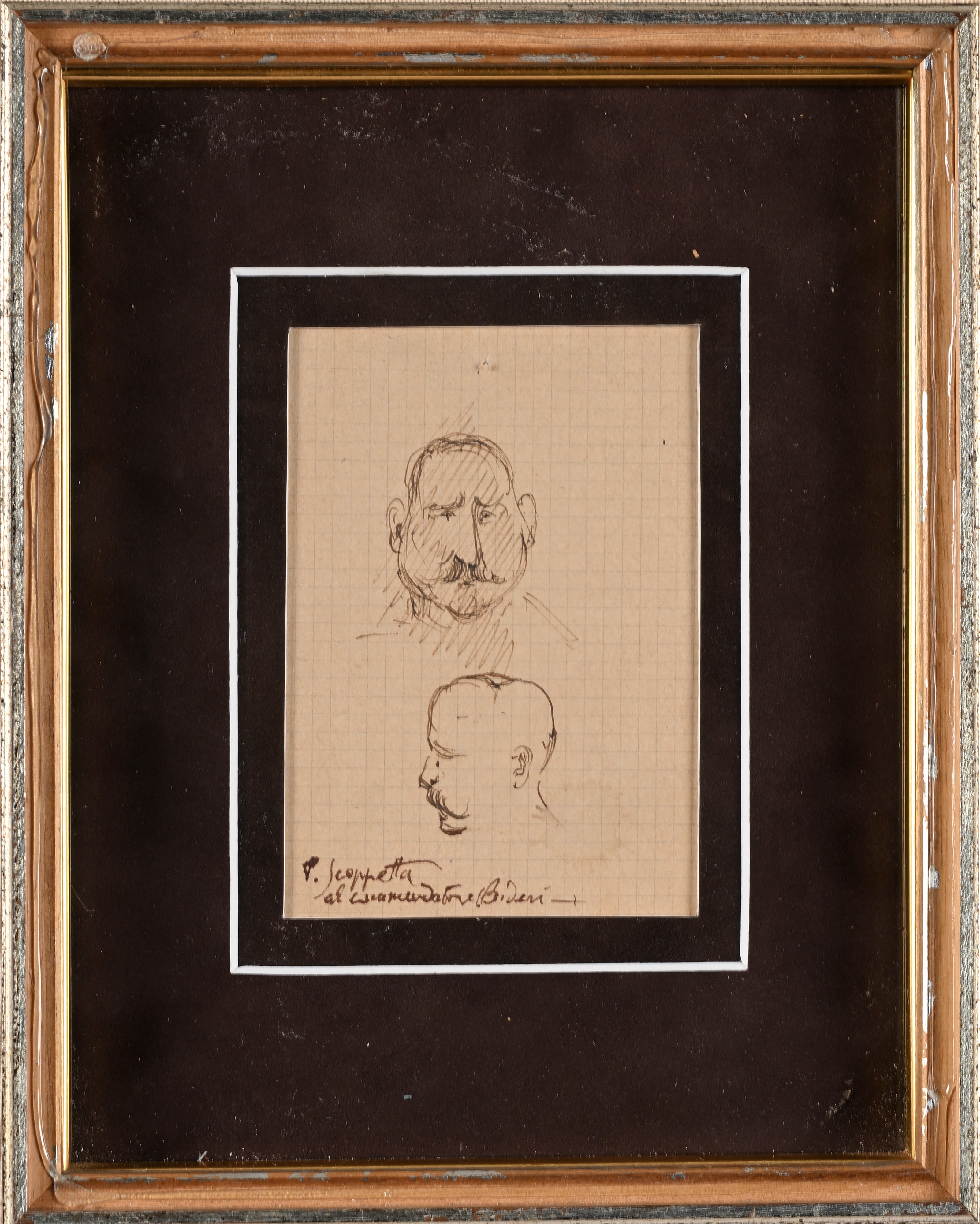 Pietro Scoppetta - Ritratto dell’editore Ferdinando Bideri (studio con firma e dedica)
