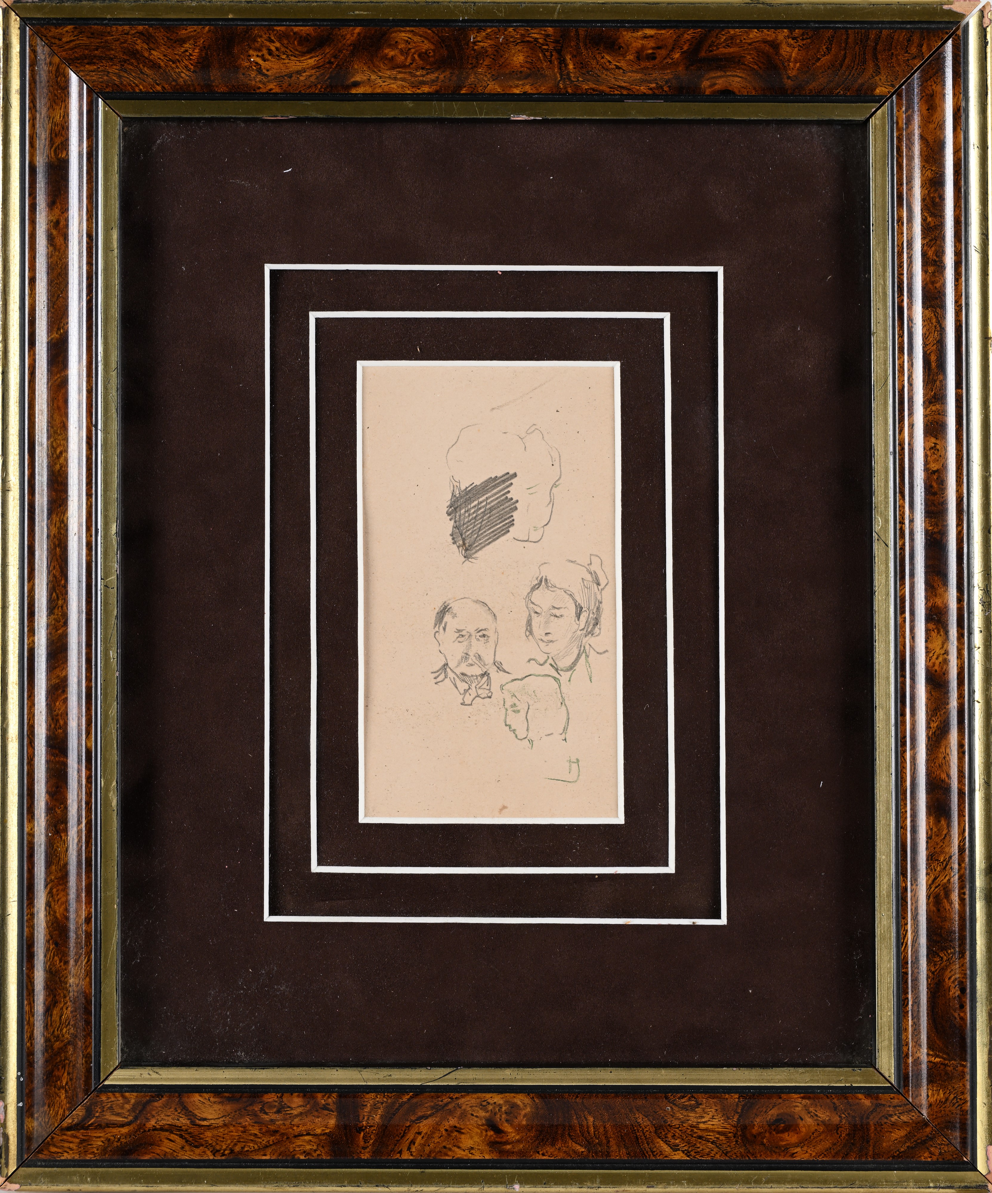 Pietro Scoppetta - Studio di volti maschili e femminili (unificato al lotto 133) – carboncino su ...