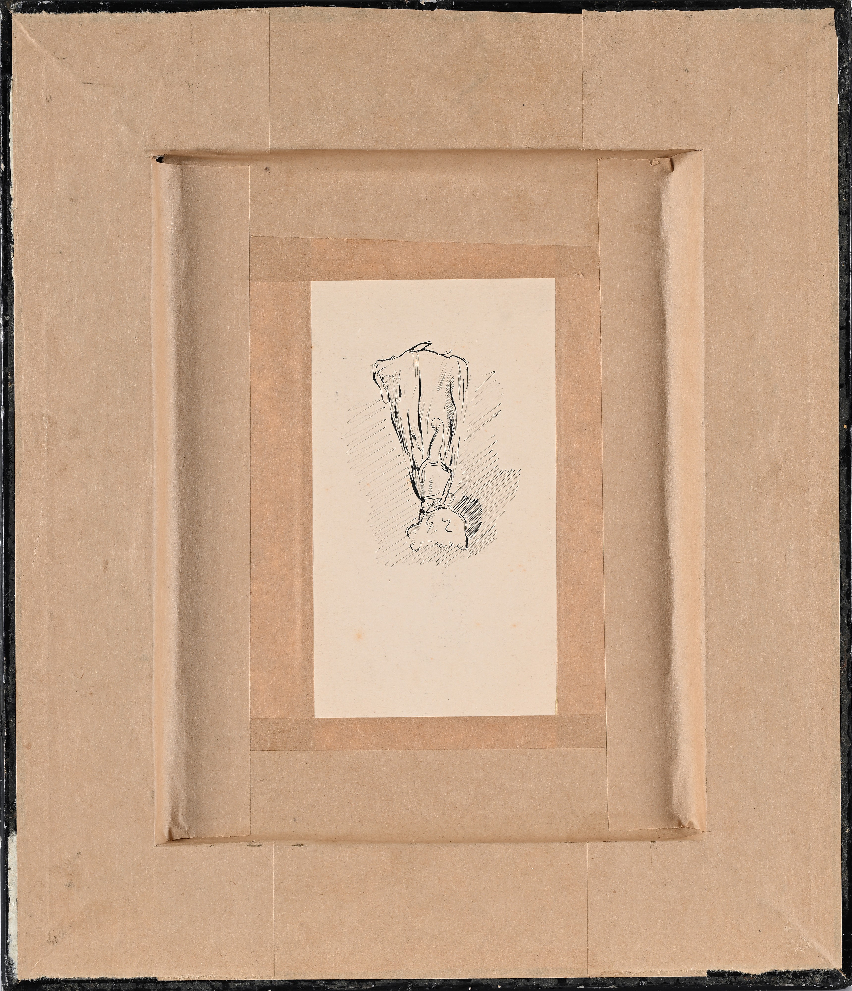 Pietro Scoppetta - Due lavoratori, carboncino su cartoncino