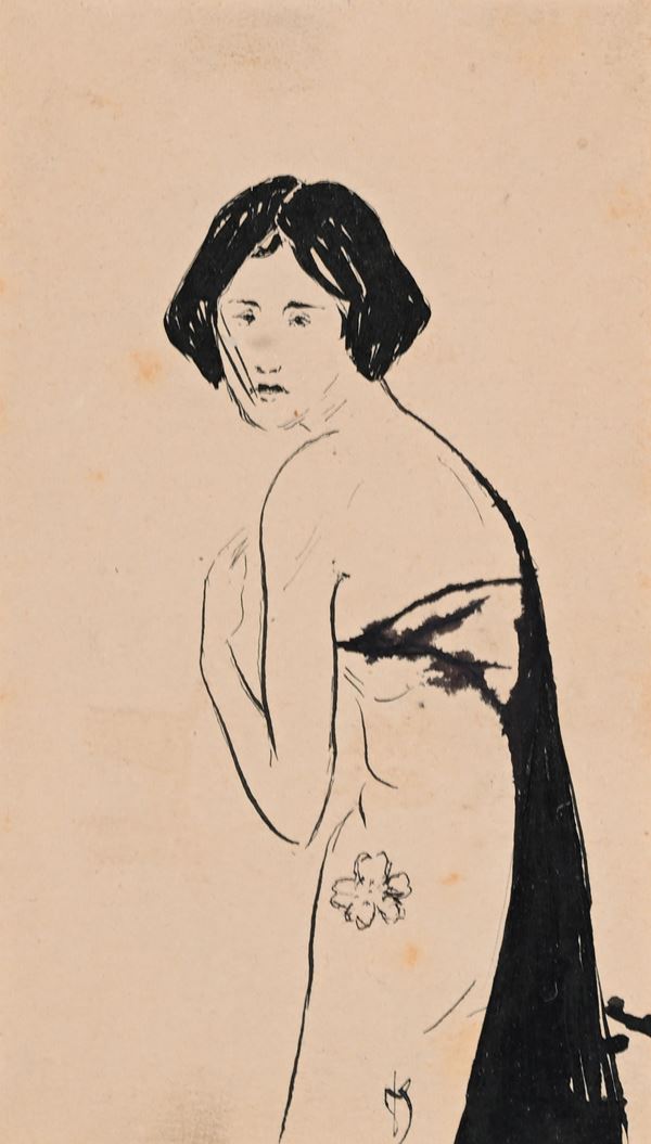 Pietro Scoppetta - Figura di donna con scialle nero