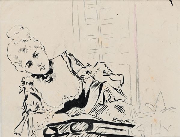 Giovane donna al balcone 