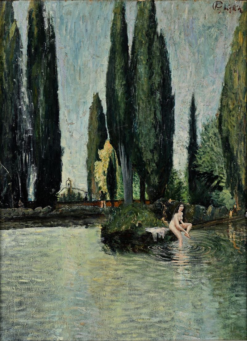 Paulo Ghiglia - Un laghetto, olio su tela