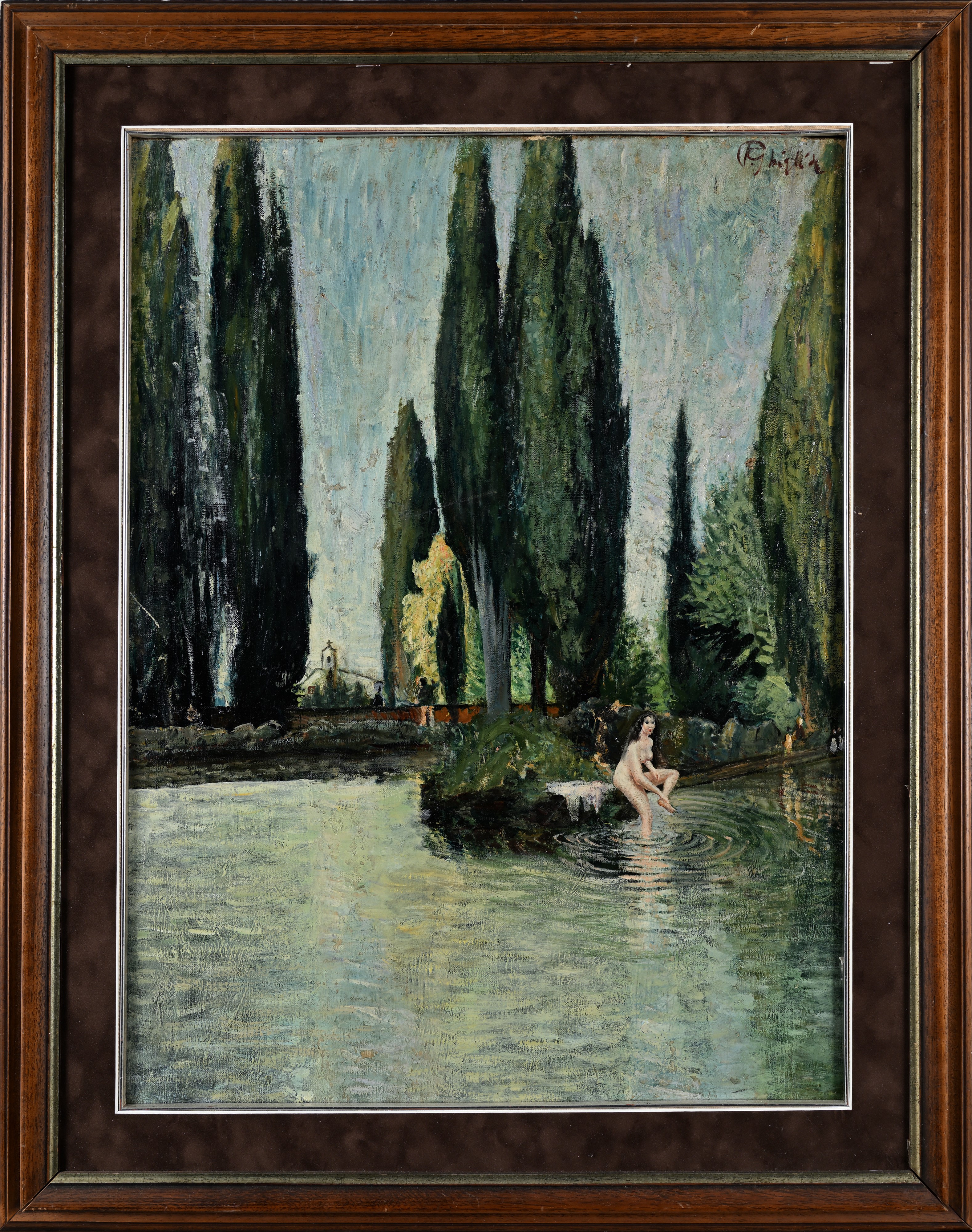 Paulo Ghiglia - Un laghetto, olio su tela