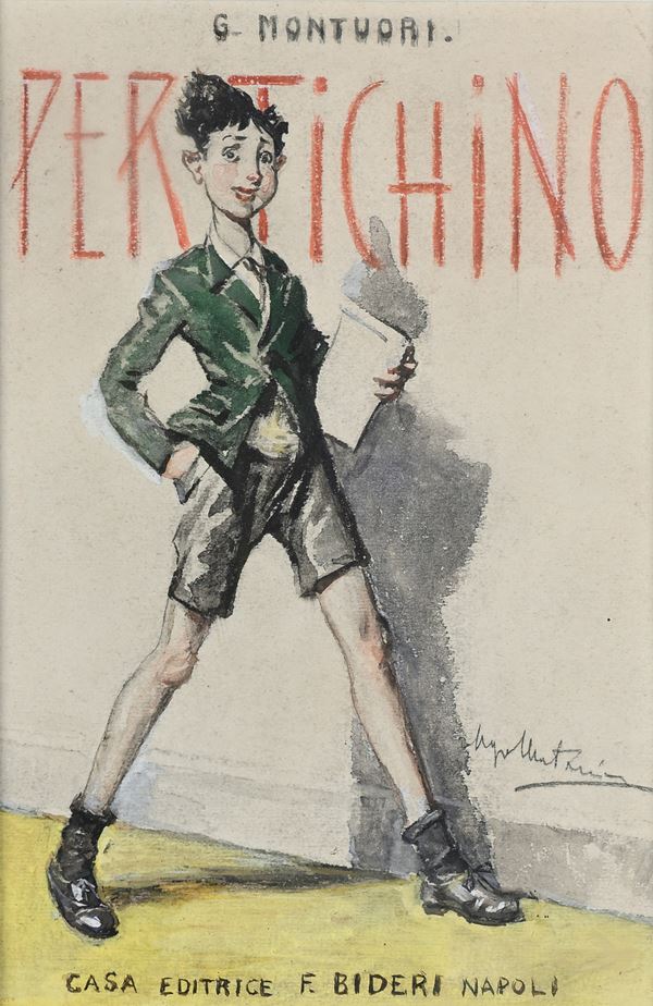 Tavola originale per la copertina del libro 'Le avventure di Pertichino, storia d'uno scolaro svogliato'